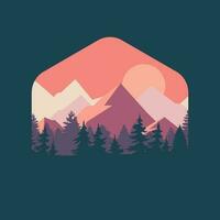 natural landscape illustration design template, with trees and mountains design vector