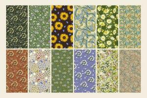 Big set of vector seamless floral patterns.