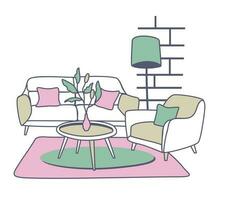 Home interior. Vector doodle isolated illustration.