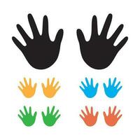 Abstract prints of hands of the child isolated vector illustration art finger ink color palm trace.