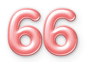 66 número globo rosado png