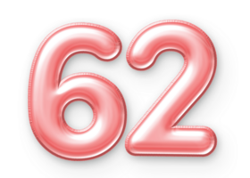 62 Number Balloon Pink png