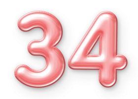 34 Number Balloon Pink png