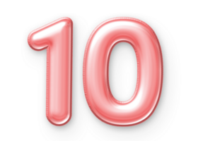 10 numero Palloncino rosa png