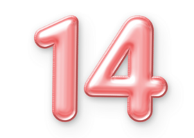 14 Number Balloon Pink png