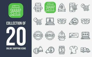 Collection of 20 Online Shopping Icons vector