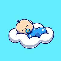 linda bebé dormido en nube almohada dibujos animados vector icono ilustración. personas naturaleza icono concepto aislado prima vector. plano dibujos animados estilo