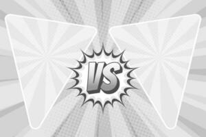 White comic cartoon duel versus explosion background with triangle frame vector