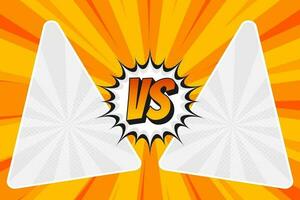 Orange comic cartoon duel versus explosion background with triangle frame vector