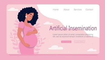 Artificial insemination banner. Pregnancy through artificial insemination. Web page template. Flat vector illustration.