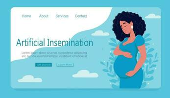 Artificial insemination banner. Pregnancy through artificial insemination. Web page template. Flat vector illustration.