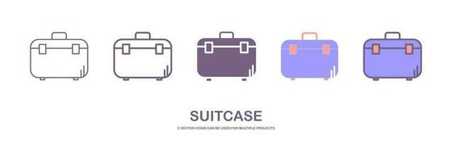 Set of suitcase icon. Briefcase icon set. suitcase icon. luggage symbol. isolated on white background vector