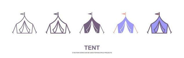 Tent Icon Design Vector Symbol Camp Travel Event. Icon set of tent. Editable vector pictograms isolated on a white background. Trendy outline symbols for mobile apps and website design. Premium pack