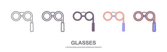 Safety glasses icons set. Simple set of 5 safety glasses vector icons for web isolated on white background.