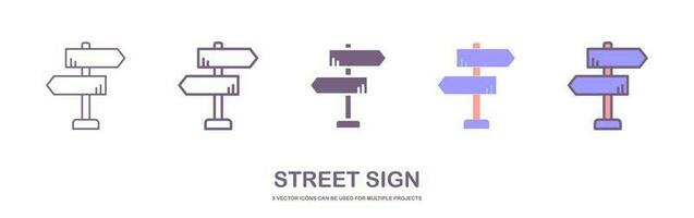 Sign Street Big Set Isolated With five styles, Vector Illustration