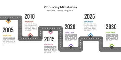Infographic 5 milestones business timeline. Vector illustration.