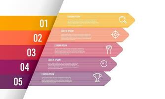 Infographic 5 arrow labels to success. Business presentation. Vector illustration.