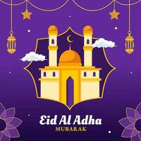 Happy Eid Al Adha Mubarak Social Media Background Illustration Cartoon Hand Drawn Templates vector