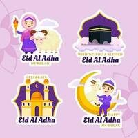 Happy Eid Al Adha Mubarak Label Illustration Flat Cartoon Hand Drawn Templates Background vector