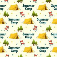 Summer Camp Seamless Pattern Design of Camping and Traveling in Template Hand Drawn Cartoon Flat Illustration vector