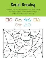 Serial drawing Educational Sheet. Primary module for Attention and Perception. 5-6 years old. Educational Sheets Series vector