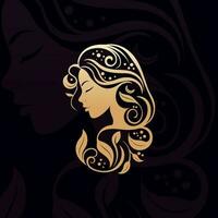 beautiful golden lady with nice leafy ornamental hair illustration vector