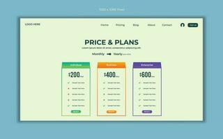 Creative landing page template for pricing plans web elements or user interface design vector