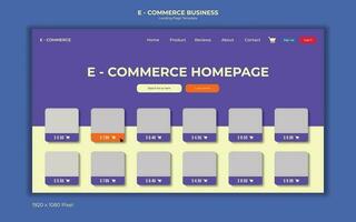 Modern landing page vector of a website for e commerce business products user interface design