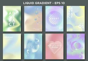 Set of Abstract Pastel Posters in liquid gradient concept. Modern and trendy. Elements of Geometric shapes and lines. Editable Vector Illustration.