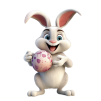 a cute rabbit holding an easter egg 3d cartoon character png