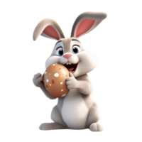 a cute rabbit holding an easter egg 3d cartoon character png