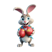 a cute rabbit holding an easter egg 3d cartoon character png