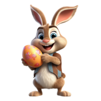 a cute rabbit holding an easter egg 3d cartoon character png