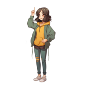 ai generado dibujos animados niña linda coreano estilo png