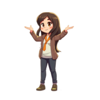 ai gerado desenho animado menina fofa coreano estilo png