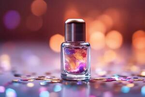 photo of nail art polish on the desk flat lay photography