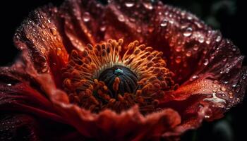 Vibrant petals in dew, nature fragility highlighted generated by AI photo