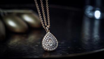 Shiny gemstones adorn elegant jewelry of glamour generated by AI photo