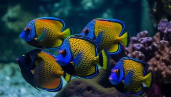 Colorful clown fish school on vibrant coral reef generated by AI photo