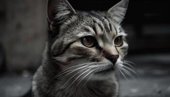 Cute kitten staring with curiosity, fluffy fur generated by AI photo