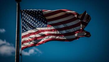 Waving flag symbolizes American pride and unity generated by AI photo