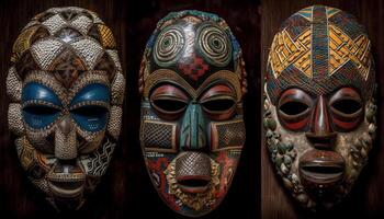 Ornate African mask showcases ancient tribal culture generated by AI photo