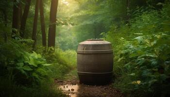 Barrel of wine harvested from rural winery generated by AI photo