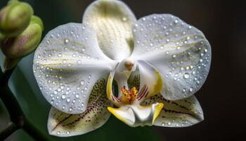 Single pink orchid blossom displays elegance in nature generated by AI photo