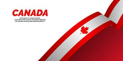 Realistic Canadian Flag Banner on white and gradient Background. Vector Illustration. EPS 10