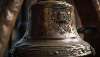 Ancient bell decoration echoes spirituality and history generated by AI photo