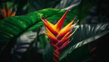 Exotic tropical flower boasts vibrant multi colored petals generated by AI photo