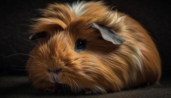 Fluffy guinea pig portrait on black background generated by AI photo