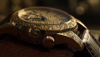 Antique gold pocket watch, a timeless elegance generated by AI photo