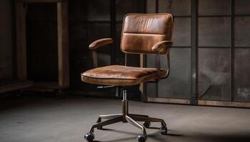Luxury leather armchair in modern office design generated by AI photo